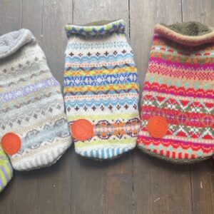 100% Wool Knit – Limited Edition Jumpers, Multi Fairisle with Borg Contrasting lining to fit Chihuahuas